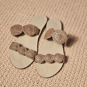 Jack Rogers Lauren Sandal, specifically in the Cognac leather Color Size 8